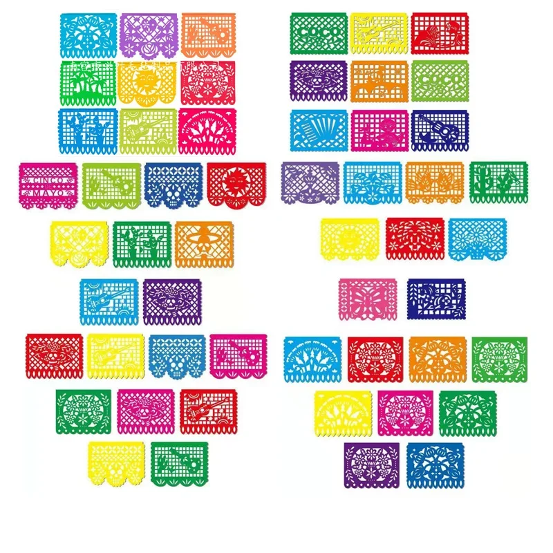 Party decorations Mexican theme pattern square banner felt flags Day of The Dead birthday