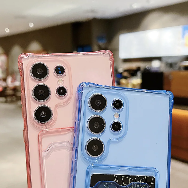 Transparent Silicone Card Holder Phone Case with Soft Wallet Back Cover