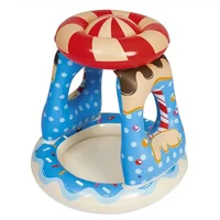 Piscine gonflable pour bébé, avec auvent pare-soleil, jeu d'eau amusant en plein air, île tropicale, Design d'arbre à coco, 1-3 ans 6