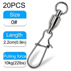 GOBAIT Swivel Snap Connector Kit - 20PCS Fishing Tools Set with Ball Bearing Rolling Rings (Size0 20PCS)