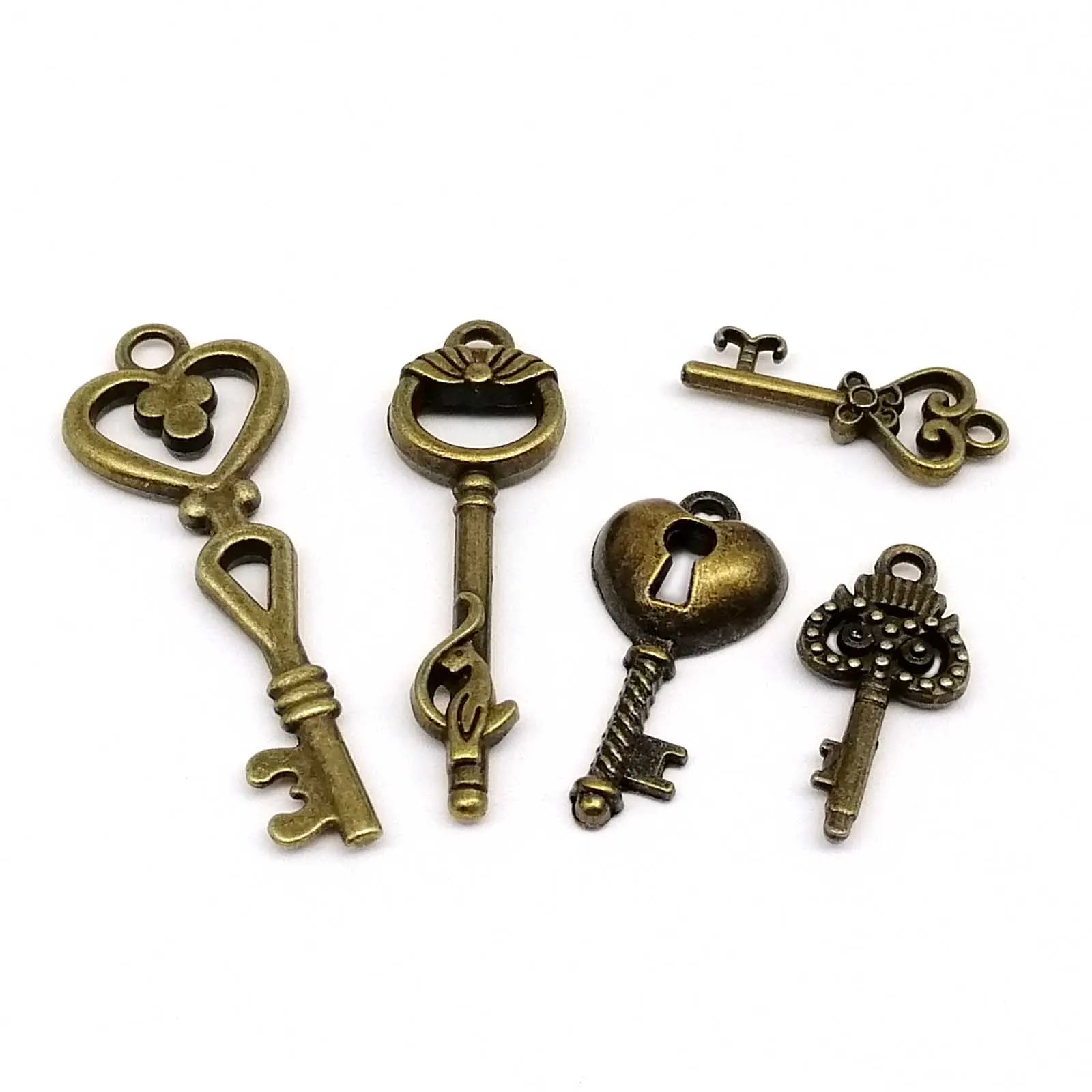 Decorative Vintage Key 1 kit Include 12pcs Old Looking Retro Antique Brass Bronze for Steampunk Charms Pendant Jewelry Making