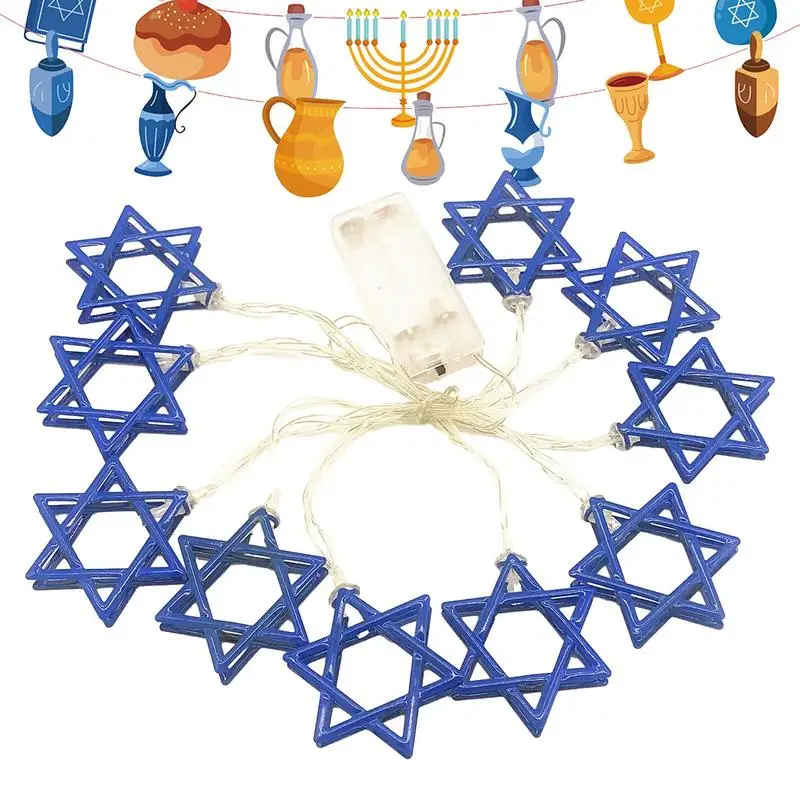 

Decorative String Lights Hanukkah Window Decorations Light Battery Operated Hanukkah LED Light Decoration For Fireplace Bedroom