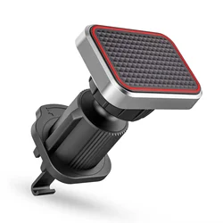 Enhanced Magnetic Car Phone Holder with 6X Strong Magnets - Universal 360° Rotating Air Vent Mount (Red Square)