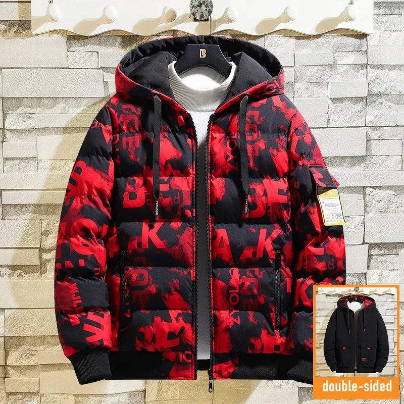 

2023 Men's Oversize Jacket Hooded Warm Padded Winter Jackets Men Double-sided Fluffy Autumn Korean Style Parka Coat Camouflage