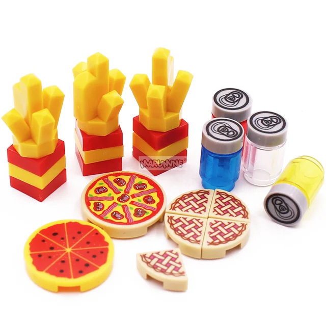 Marumine Mini Food Toys Of Building Blocks Hamburger Pizza Fries Cake Dessert Chocolate Cookies MOC Bricks Plastic Assemble Part 5