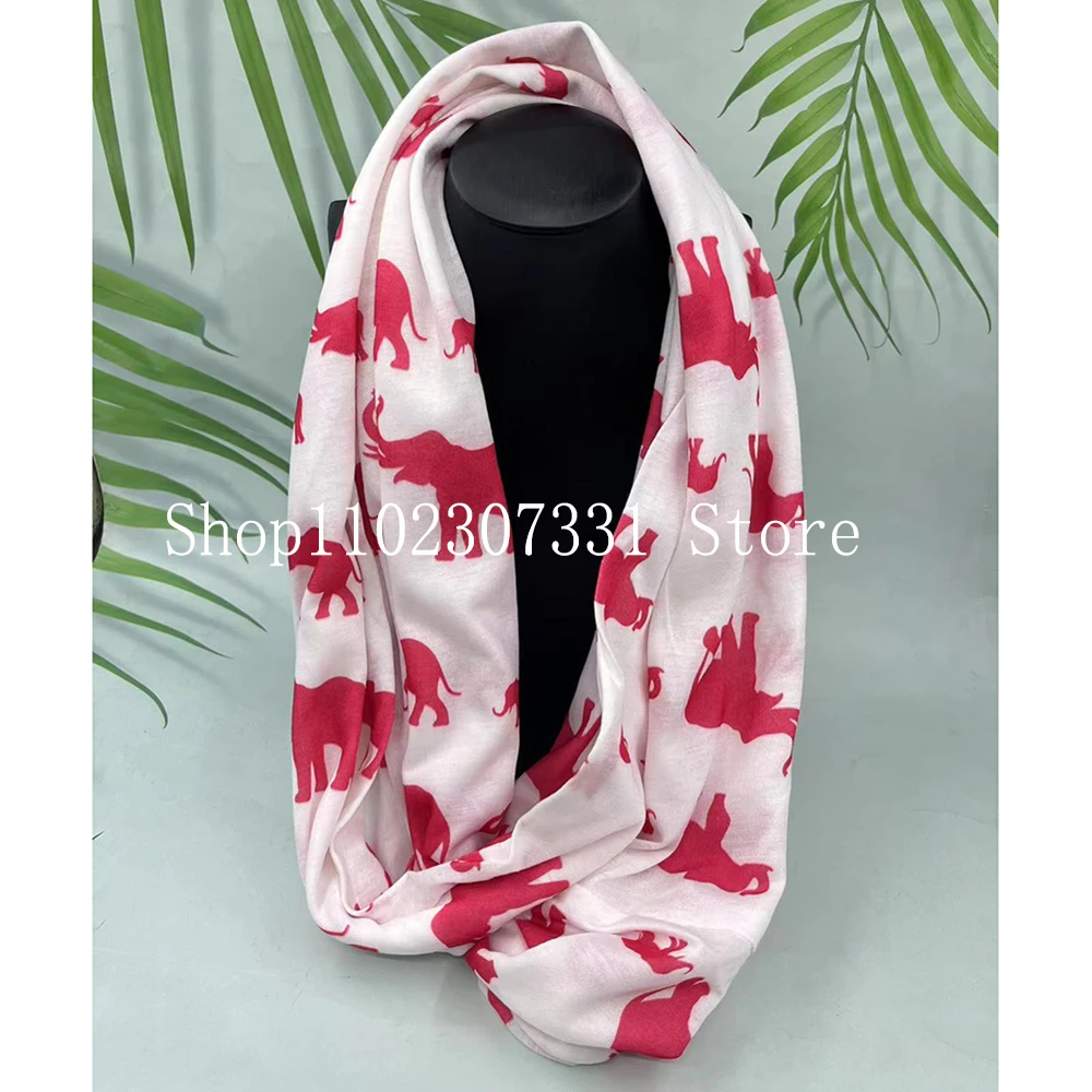 Red elephant infinity white scarf
