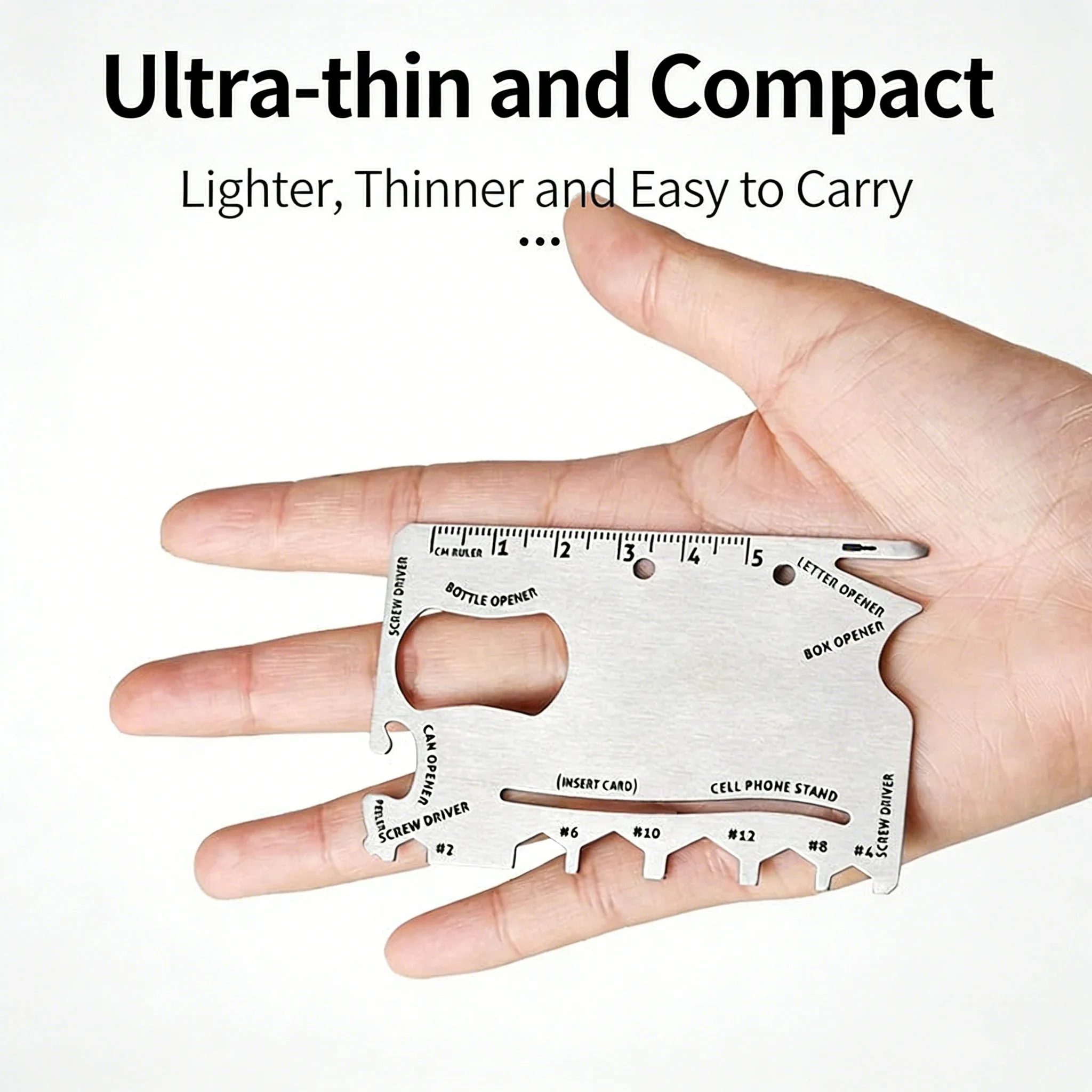 스테인리스 스틸 신용카드형 멀티툴 |   EDC 카드 나이프 (듀얼 스케일 자와 드라이버 포함) |   병따개 카드