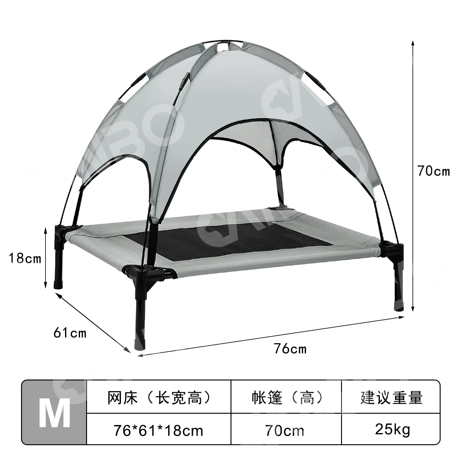 Outdoor Medium and Large Dog Bed High Load-bearing Roof Elevated Dog Bed Tent Summer Shade Pet Marching Beds Pet Gift