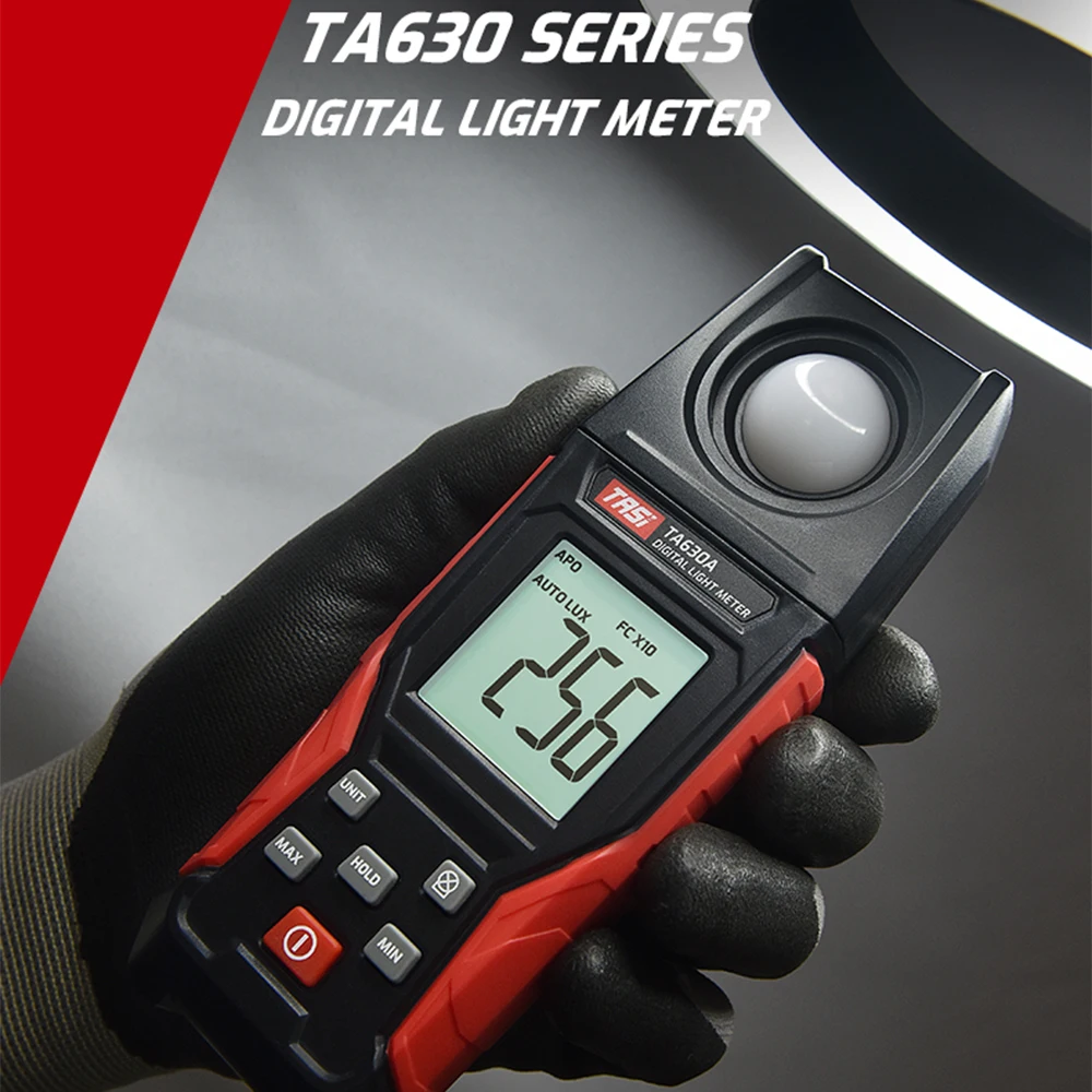 TASI Digital Light Meter Illuminance Lux Meter Record LCD Display 0~200000 Measurement Range Flexible Sensor Light Tester digital light meter