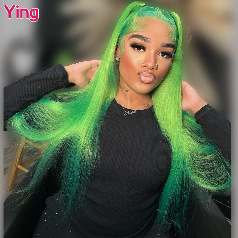 

Ying Lime Green Straight 13x6 Lace Frontal Wig PrePlucked Peruvian Remy Hair 613 Blonde Wig 13x4 Lace Front Human Hair Wigs