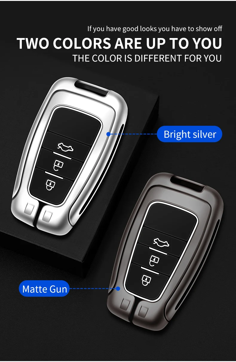 Zinc Alloy Car Remote Key Case Cover Shell Fob For Toyota Corolla Prius Camry CHR C-HR RAV4 Altis Land Cruiser Prado Accessories - S7dc4ed85ffe54969a09b2aeb6b213596a