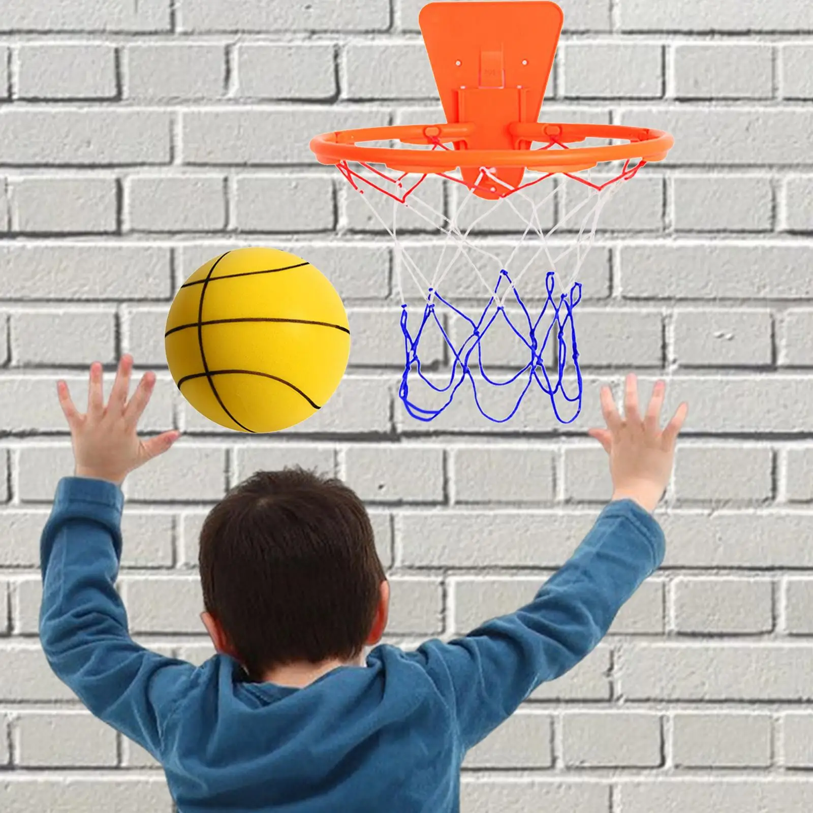 Silent Basketball with Hoop Low Noise High Density Foam Ball Silent Ball Toy