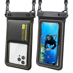 Waterproof Phone Pouch with Tether - Ideal for Water and Snow Activities (Black 1pc)