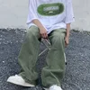American Style Oversize Vintage Green Jeans Men's Loose Straight Tube Sensation Worn Street Style INS Men Women Pants