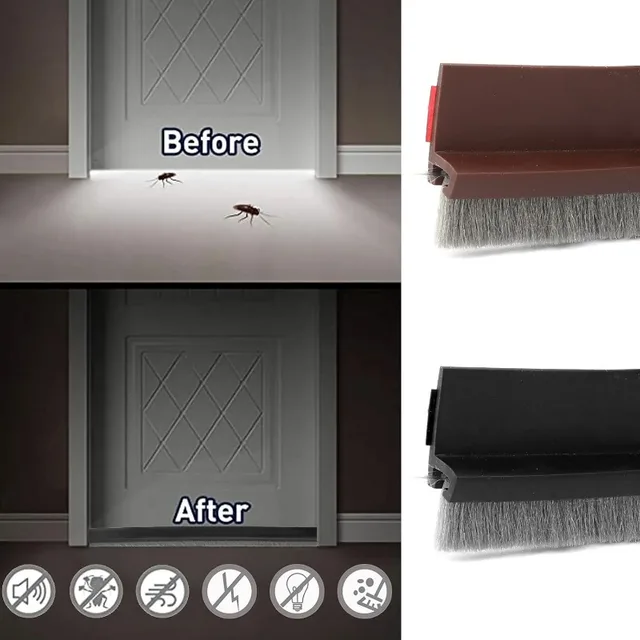 Door Bottom Brush Seal Strip with Brush Dust Prevent Rubber Blocker Insect Proof Home Windproof Self Adhesive Seal Strips 6