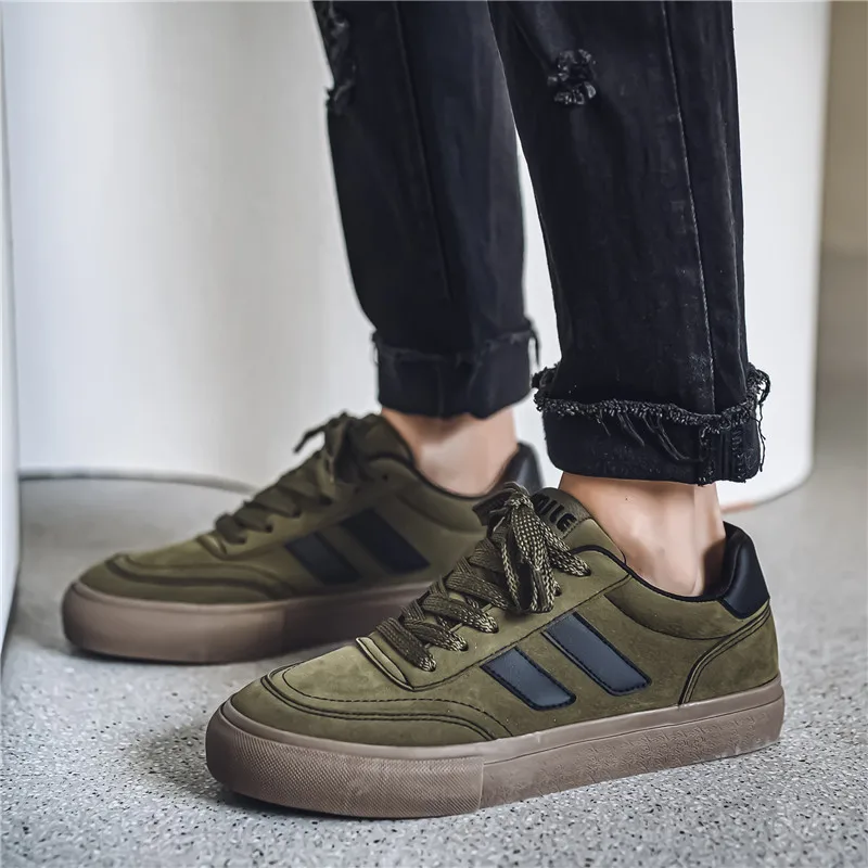 HKDQ Vintage Men's Sneakers Fashion Comfortable Suede Vulcanized Shoes For Men Street Classic Design Lace-up Casual Sneakers Men 5