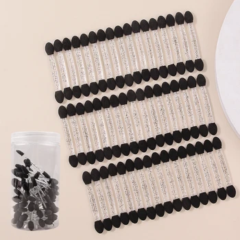 50PCS double-headed sponge eyeshadow brush, multi-functional applicator and smuder +1PCS transparent storage jar makeup tool 1