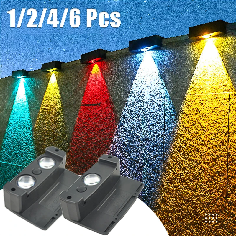 1/2/4/6 Pcs Solar Wall Light IP65 Waterproof LED Outdoor Spotlight Powered Decoration Porch illumination Fence Balcony Garden
