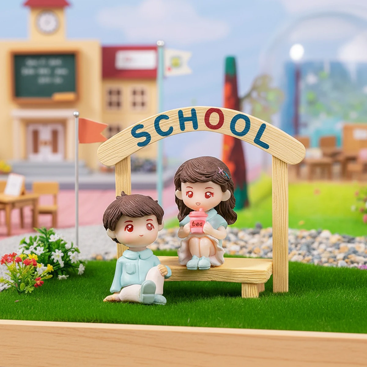 2PC, cartoon and cute couple garden decorative items (excluding chairs), suitable for garden micro-landscape decoration