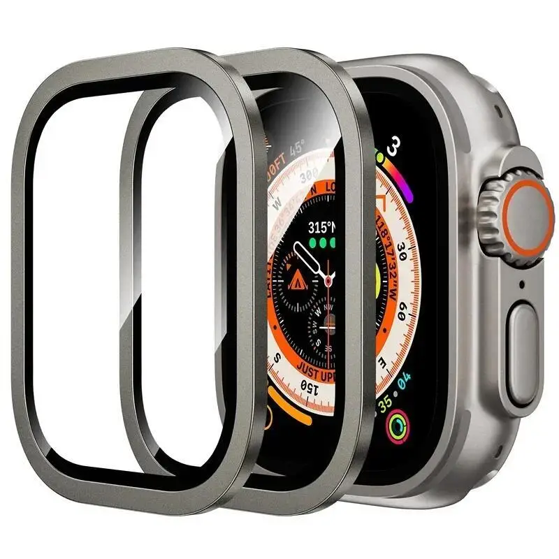 Gehärtetes Glas für Apple Watch Ultra 3 49 mm, Displayschutzfolie, kratzfeste Folie, Aluminium-Metallstoßstange für iWatch Ultra 2 1 49 mm – Detail 1