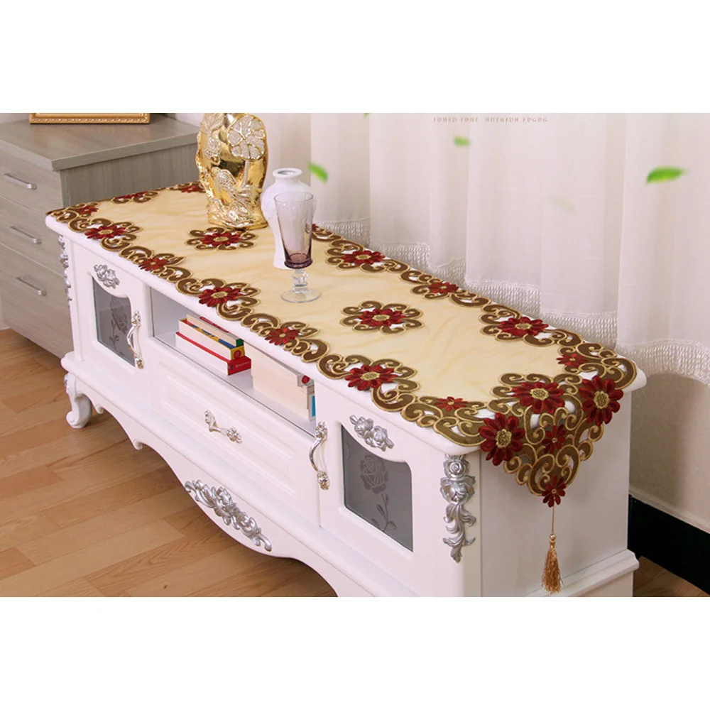 European style palace handmade hollowed out embroidered table flags, bed flags, home fabrics, TV cabinets, tablecloths,_voghion.com