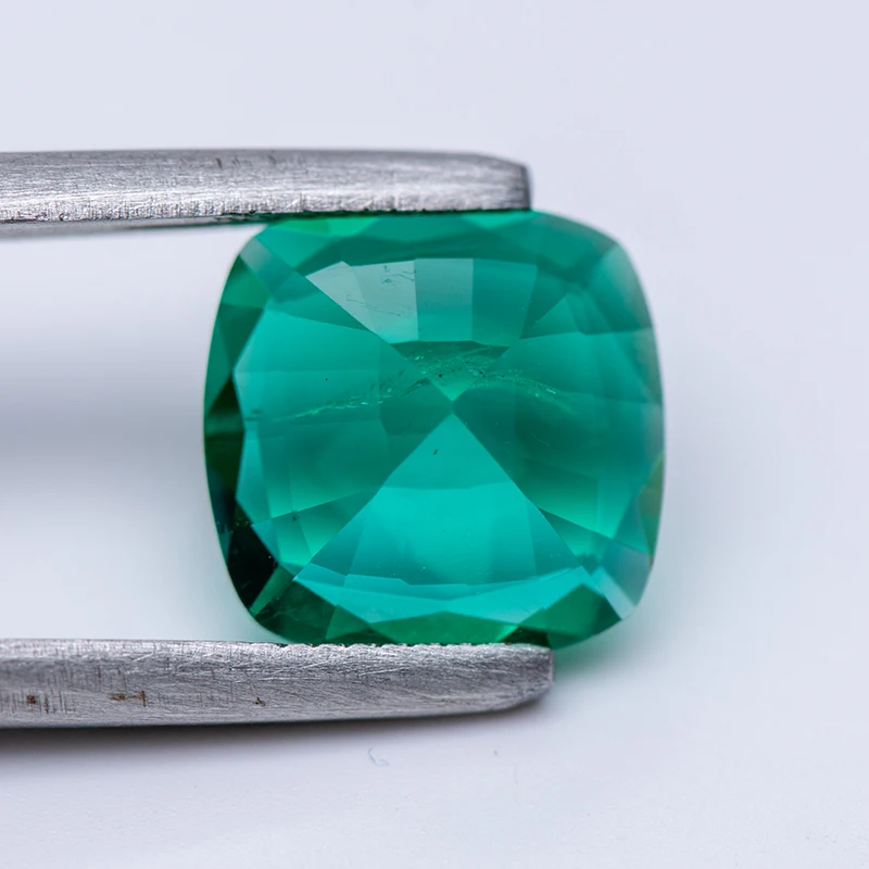 Lab Grown Green Gemstone Colombia Emerald Square Cushion Shape for Charms Diy Jewelry Making Materials with AGL Certificate