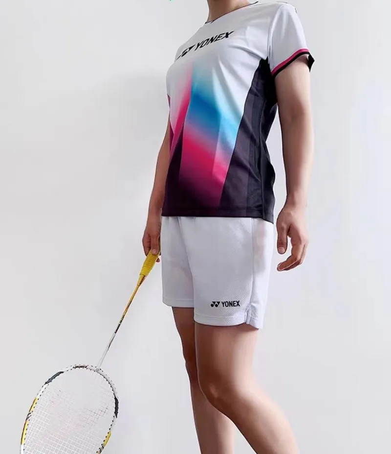 Badminton T-shirt men's and women's quick drying breathable V-neck wrinkle resistant can be printed and name