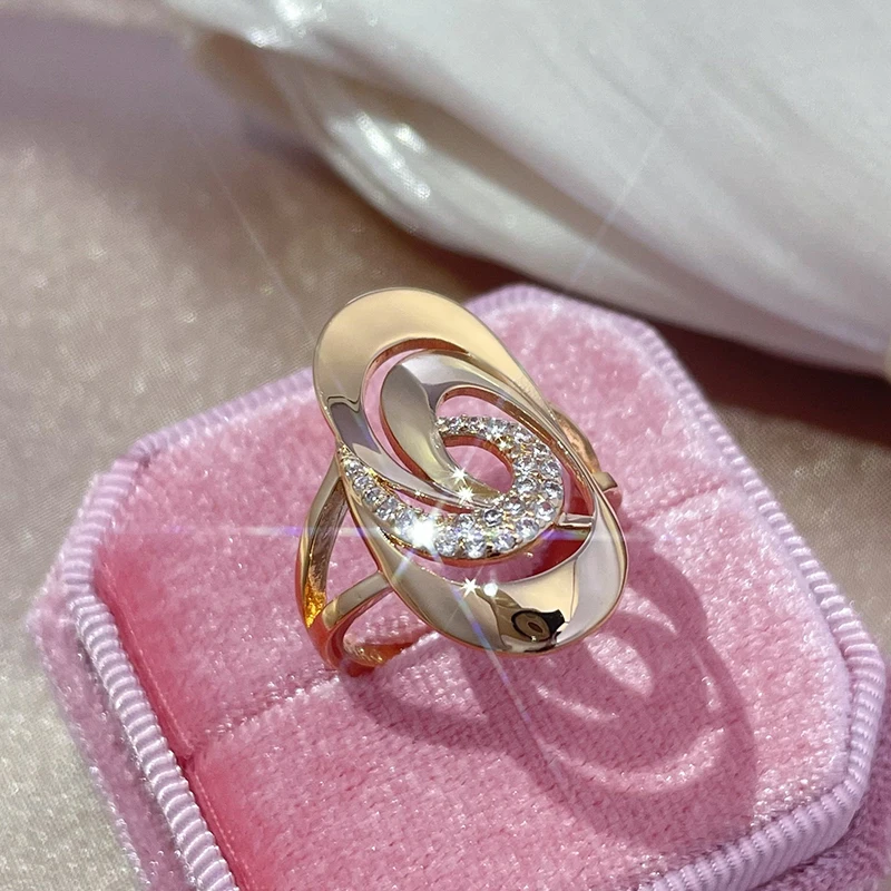 585 Rose Gold Rings for Women Natural Zircon Ring wedding rings gold rings