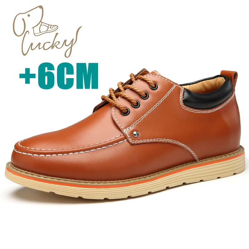 

Full Grain Cow Leather Lace Up Casual Formal Dress Brown Shoes Hidden Heel 6cm Man Shoes Leather Genuine Elevator Shoes for Men