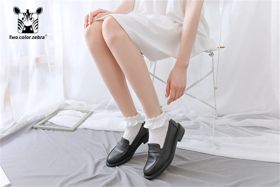 Summer Thin Section Lolita Maiden Sweet Wind Solid Color Aldult Sock Lace Clothing Accessories Twisted Low-cut Daily Necessities