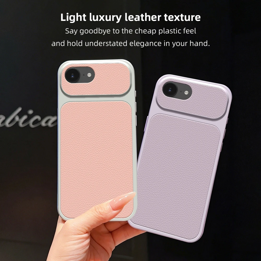 Luxury Leather Matte Back Cover with Lens Protection