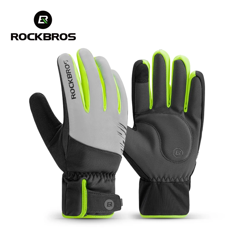 ROCKBROS Winter Gloves Keep Warm Windproof Men's Cycling Gloves Reflective Night Riding Touch Screen Cycling Glove Mtb Ski | sport gloves