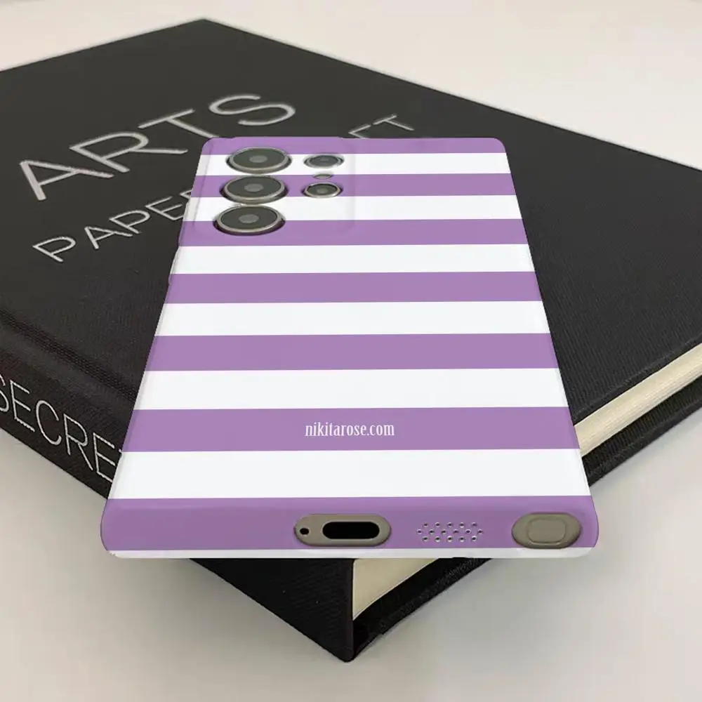 Glossy Striped Pink Orange Black Phone Case with HD Hard Cover Film Shell