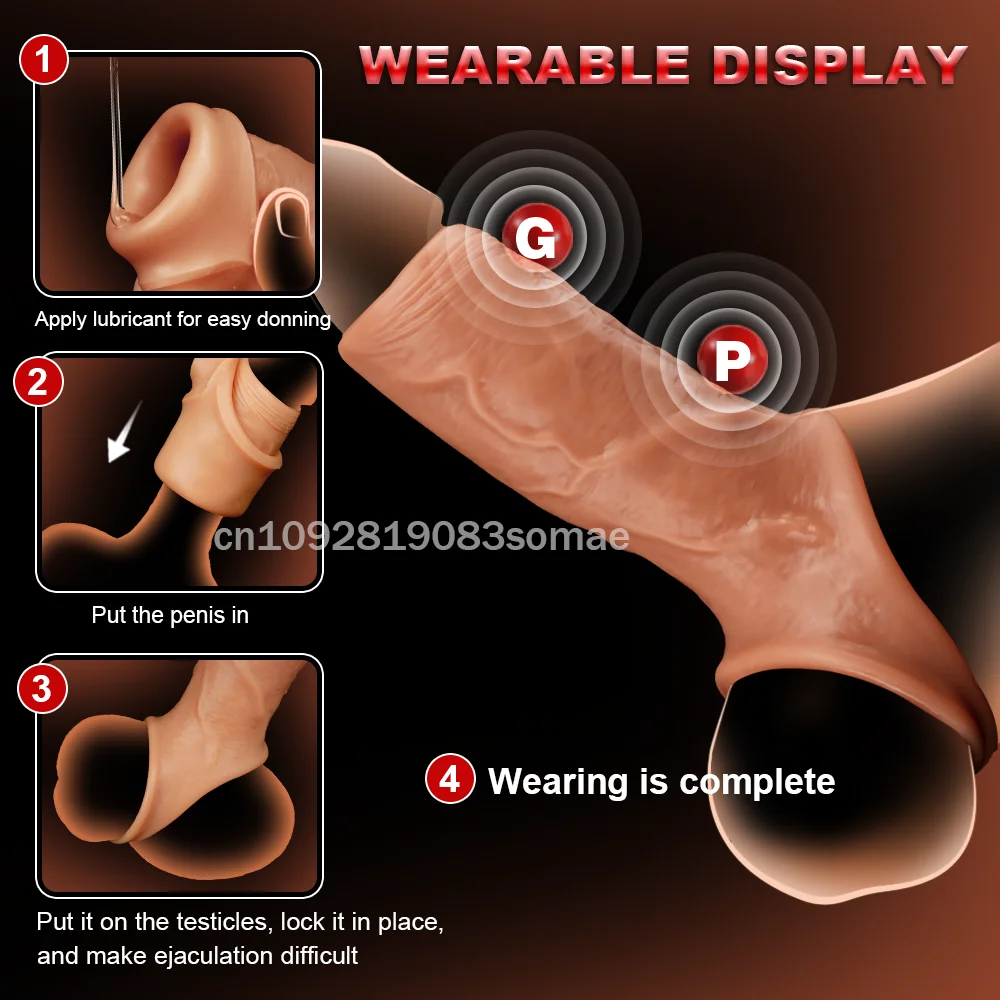 Silicone Extender Dick for Men Penis Cock Sleeve Male Penis Enlarger Extender Thicken Cock Ring Adult Sex Toys Enlarge Cond