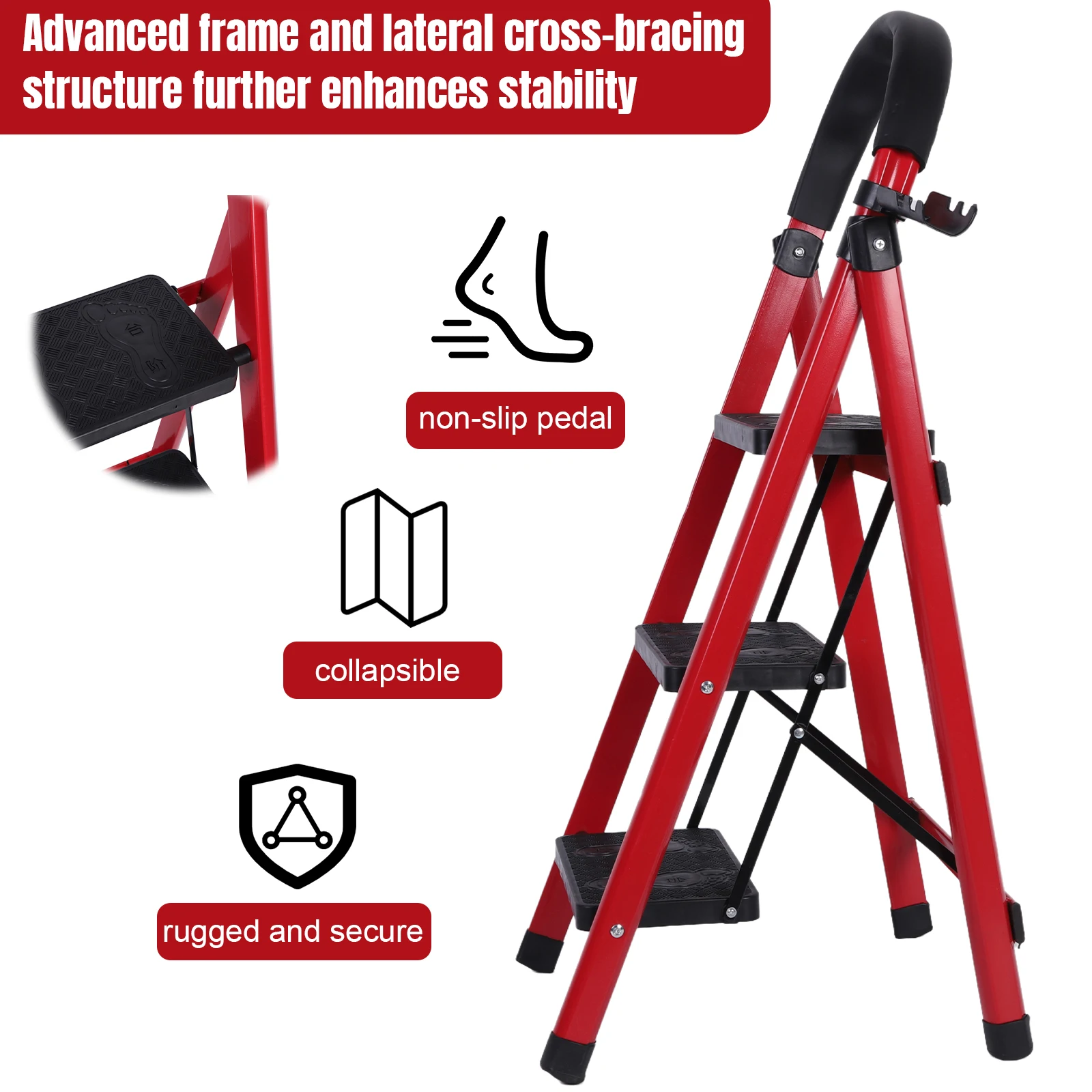 Portable Steel Folding Ladder for Home and Outdoor Use