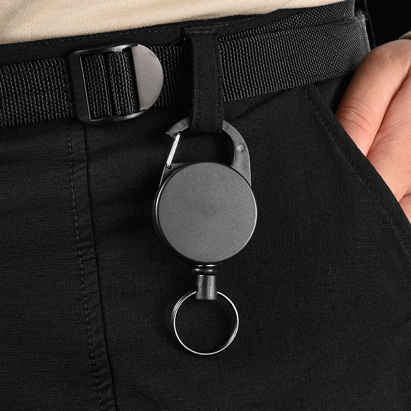 Multifunctional Roll Retractable Keychain 65CM Bag Recoil ID Card Holder Keyring Key Chain Stainless Steel Rope Key Ring H61