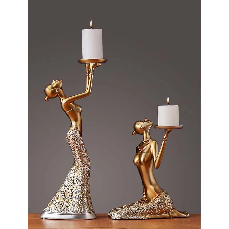 

European Style Creative Women Candlestick Decorations Nordic Romantic Candlelight Dinner Modern Simple Candles Table Accessories