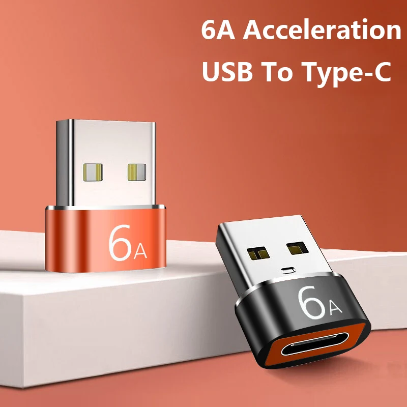 6A USB 2.0 To Type C Adapter TypeC Female To USB Male Converter Fast Charging Data Transfer For PC Laptop Xiaomi Samsung