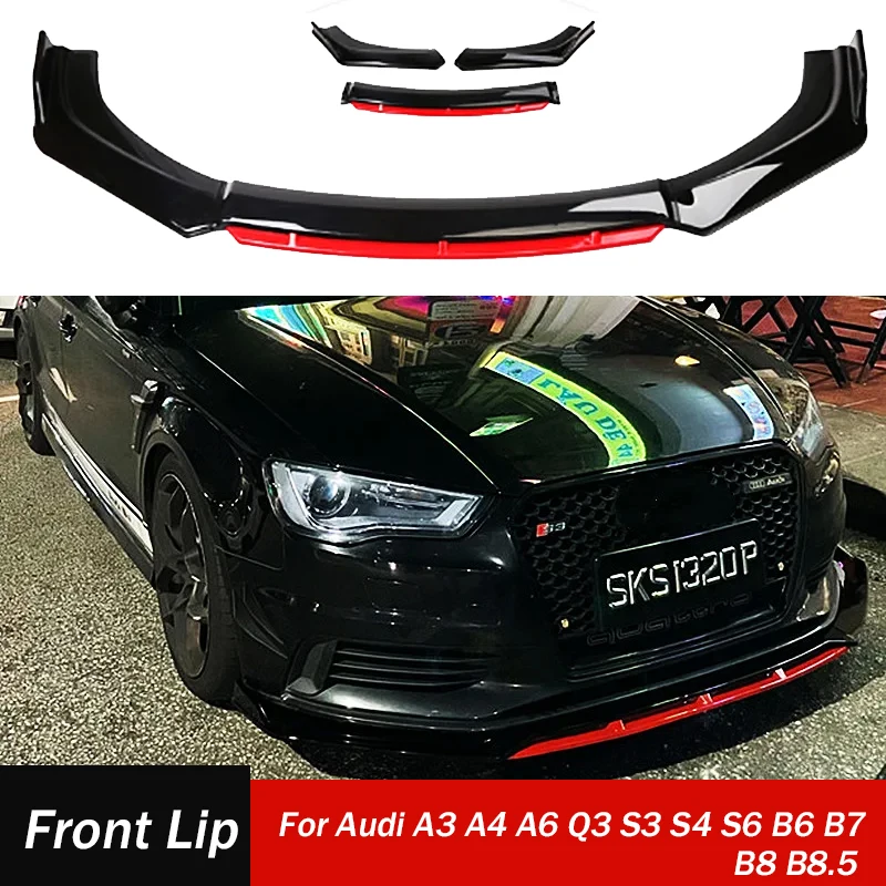 

Передний разветвитель для губ, спойлер, диффузор для Audi A3 A4 A6 Q3 S3 S4 S6 B6 B7 B8 B8.5 Sedan, универсальный бампер, лезвие, боди, аксессуары