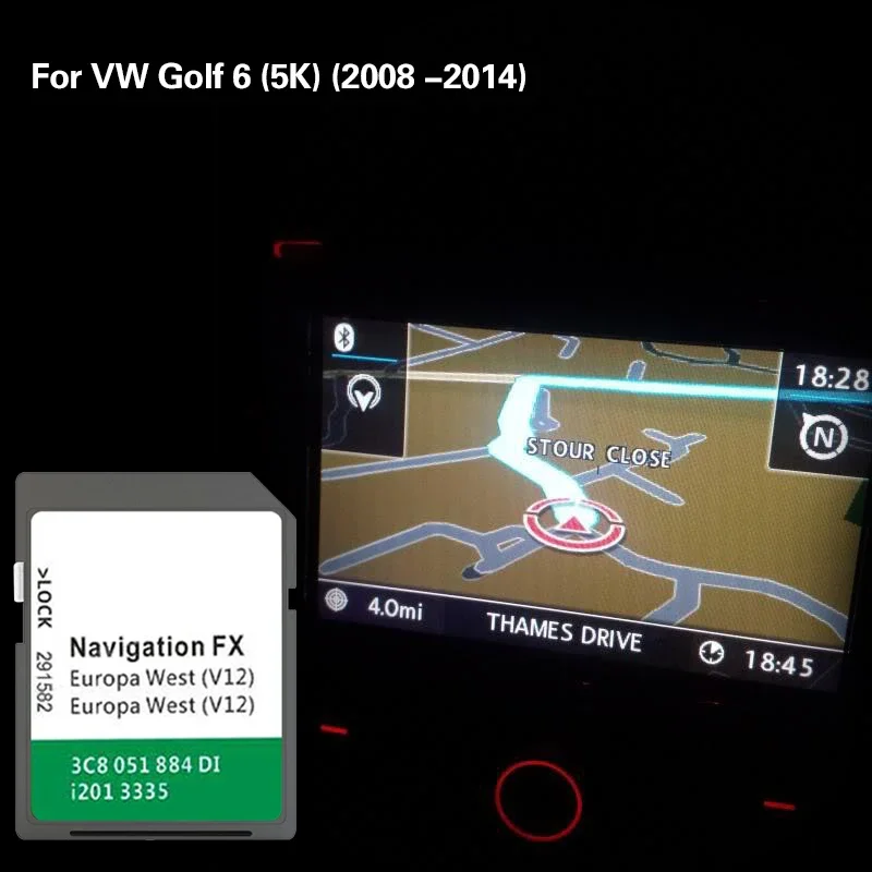 FX V12 RNS 310 WEST Europe Cover Norway Austria UK EN Sat Naving GPS SD Card for VW Golf 6 (5K) (2008-2014) memory card
