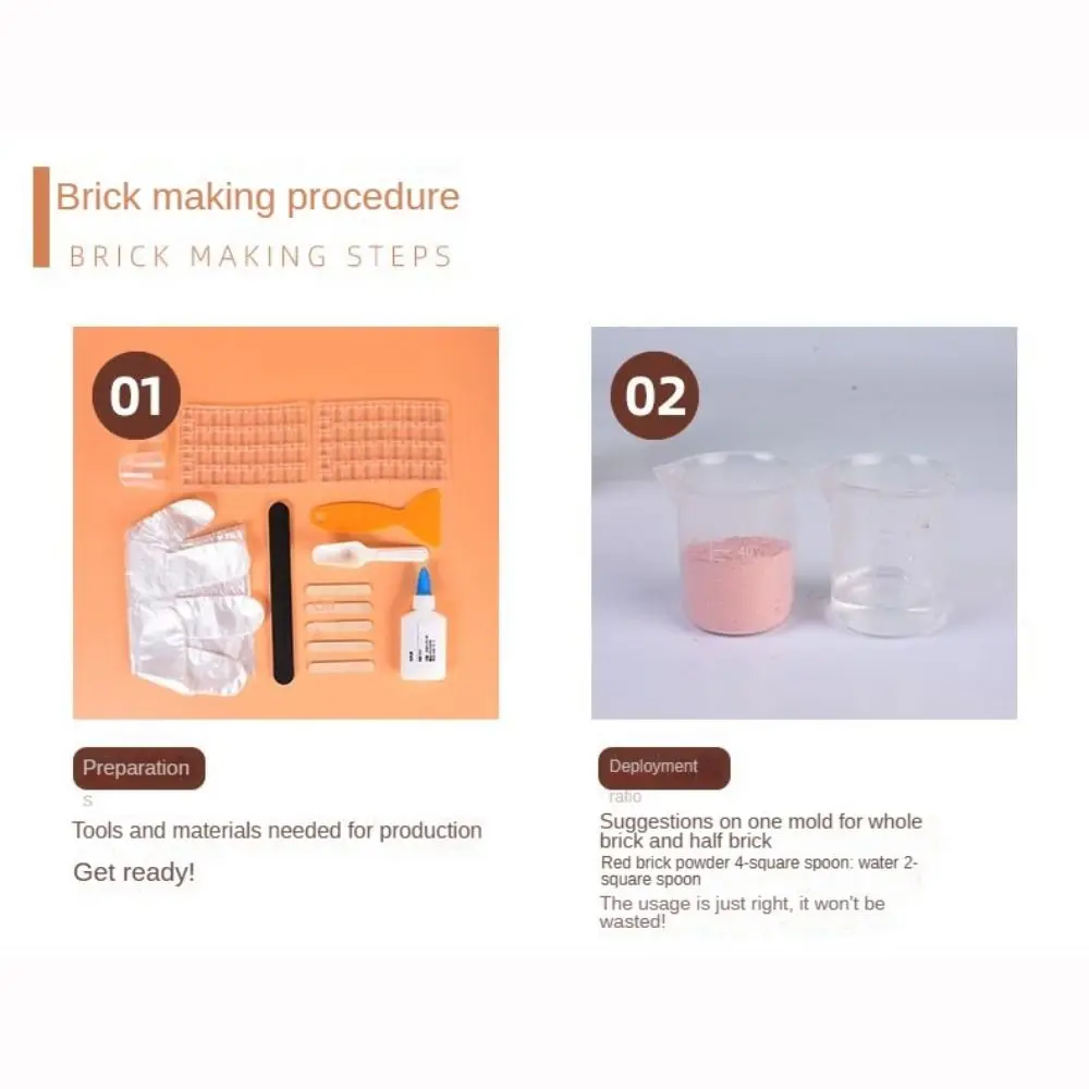 Silicone Mold Miniature Building Making Handmade House Sand Table Tile Model Mould Construction Material Mini Brick Silicone Mold