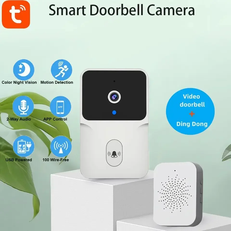 Wireless Doorbell Tuya Smart Video WiFi HD Battery Powered Camera Security Intercom for Home Apartment