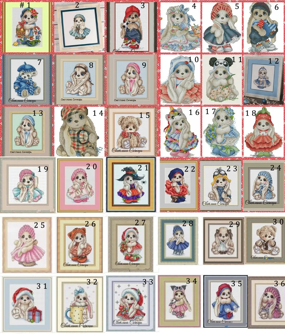 Top Quality Popular Counted Cross Stitch Kits Animal Of Bunny Rabbit DIY Embroidery Needlework The Others Tell Us The Number