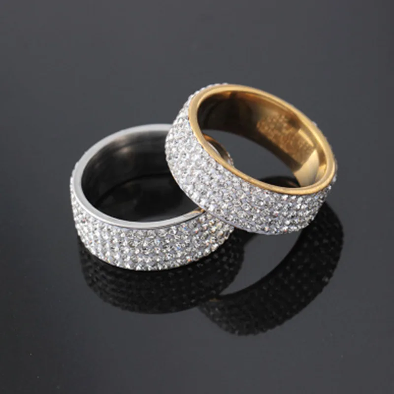 Milangirl Band 5 Rows Zircon Ring Cluster Cubic Zirconia CZ Rings for Women Engagement Wedding Fine Jewelry