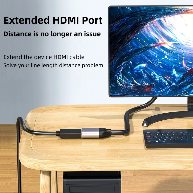 NFHK Cavo di prolunga HDMI 2.1 UHD 8K da maschio a femmina Ultra-HD 8K 60hz 4K 120hz 48 GB con cavo audio 3D HDMI 30 cm
