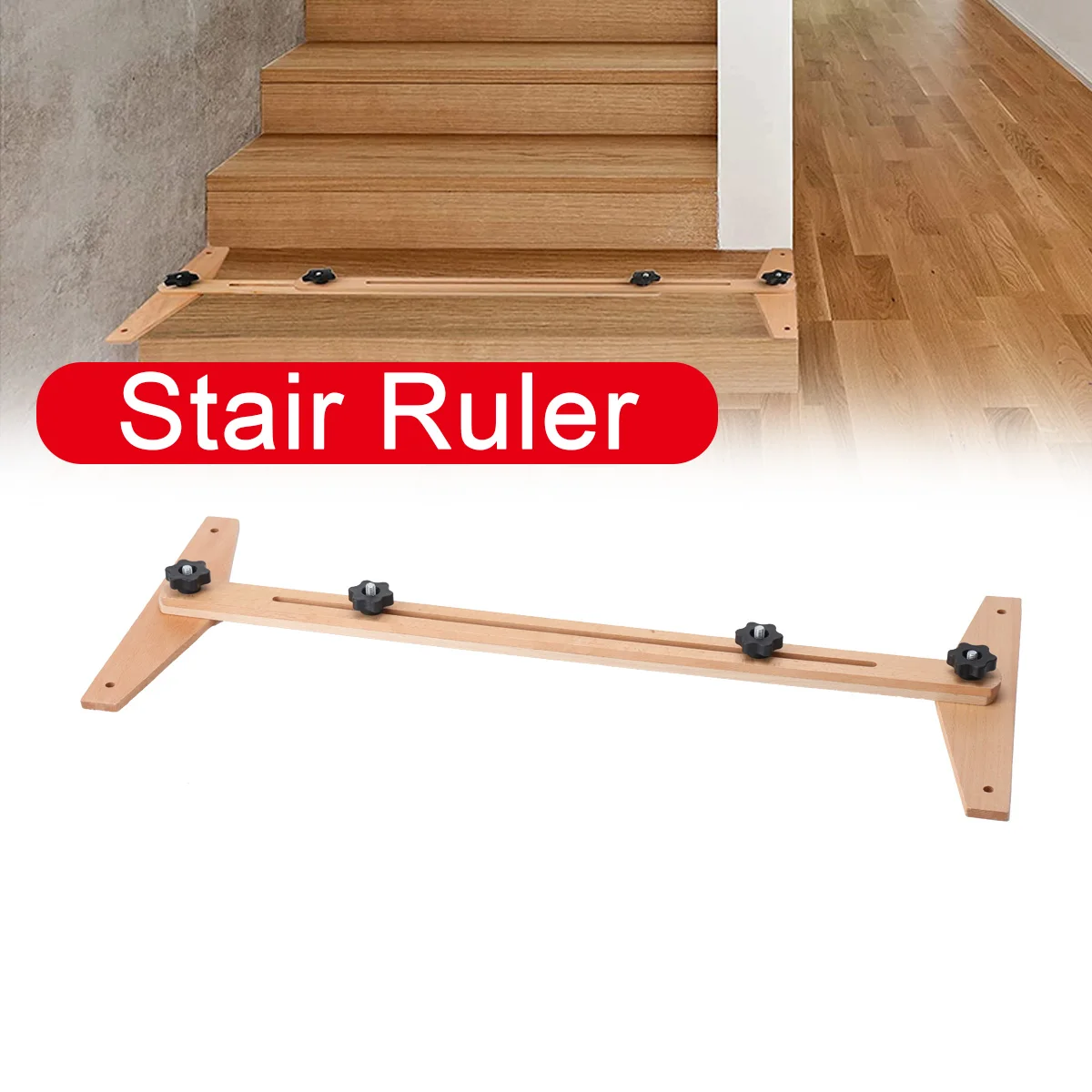 

Telescopic Stair Tread Gauge Template Tool Wood Color Adjustable Measuring Stair Tread Jig Stair Tread Gauge Range 0-270°