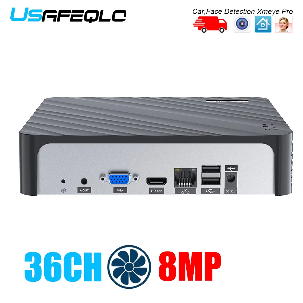 8MP H.265 NVR with Face Human Support Xmeye Pro App Mobile Monitoring 36CH 32CH 16CH 10CH 4K H.265 NVR HD 3840*2160 Output network video recorder