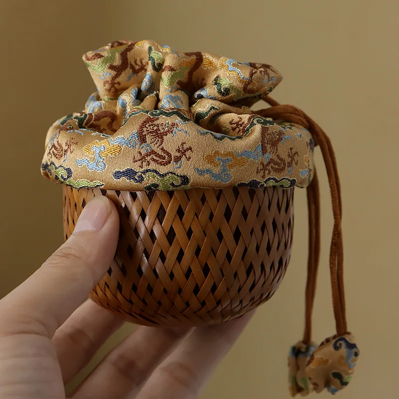 

7x7cm Mini Handmade Bamboo Weaven Storage Bag Cup Cage Jewelry Storage Basket for Sundries