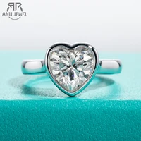 AnuJewel 3ct Heart Cut D Color Moissanite Engagement Bezel Ring With GRA 925 Sterling Silver Rings For Women Jewelry Wholesale 1