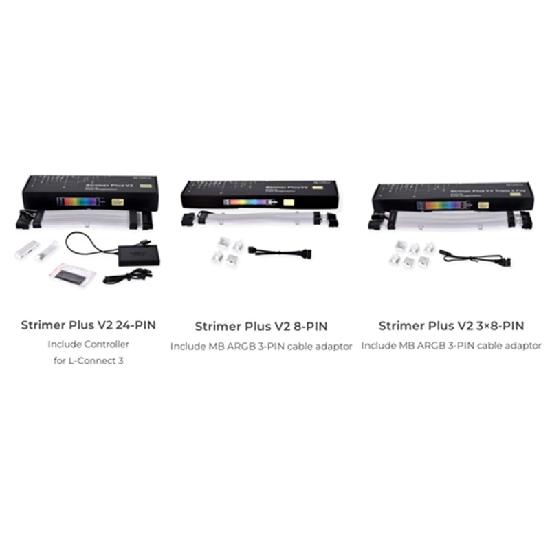 Lian li Strimer v2 Rgb Psu Cabo de Extensão Atx 24pin Gpu Dual Triplo 8pin Gabinete pc Alimentação Modding Cabo Neon Oficial - Imagem 5